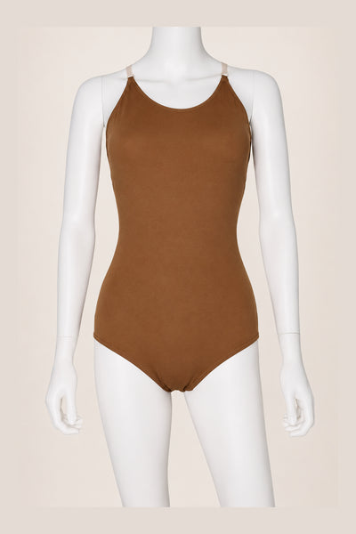 Camisole Leotard with Bra - Brazen Brown